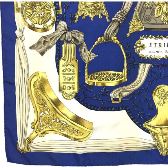 046183P (S2) Hermes Scarf Etriers Carre 90 Multicolor Silk 100% - Picture 3 of 9